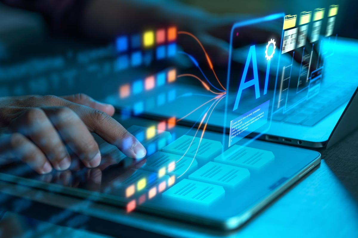 Business owner reviewing automated call and document workflows